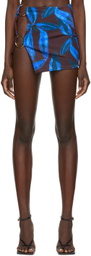 Louisa Ballou Brown & Blue Double Ring Miniskirt
