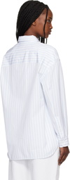 Maison Kitsuné White & Blue Striped Boyfriend Shirt