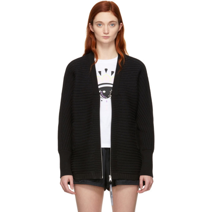 Photo: Kenzo Black and Blue Jacquard Sport Zip-Up Sweater