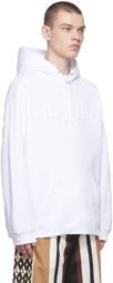Valentino White Embossed Logo Hoodie