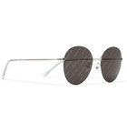 Balenciaga - Round-Frame Silver-Tone Logo-Print Sunglasses - Silver