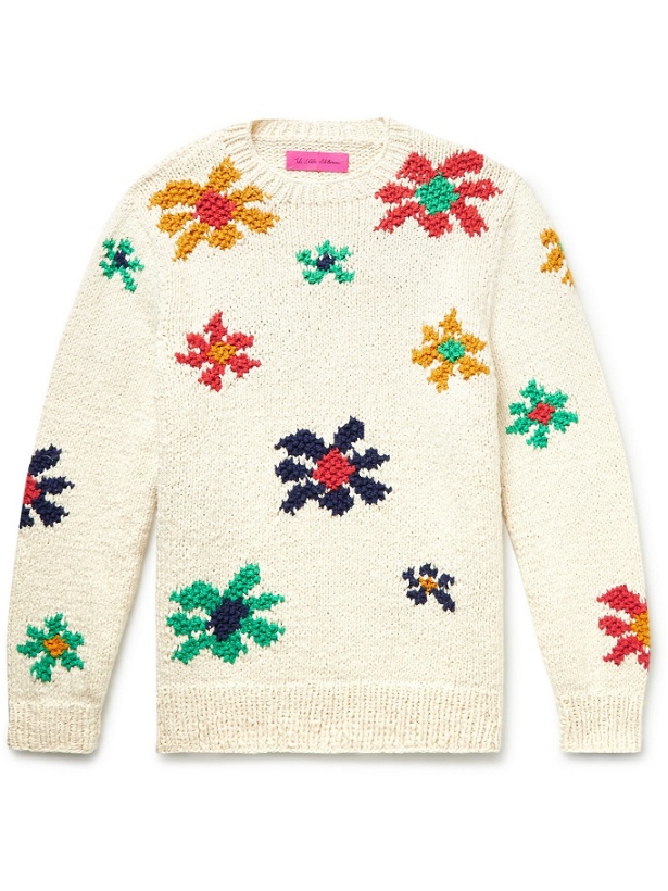 Photo: THE ELDER STATESMAN - Flower-Intarsia Organic Cotton Sweater - Neutrals - XS/S