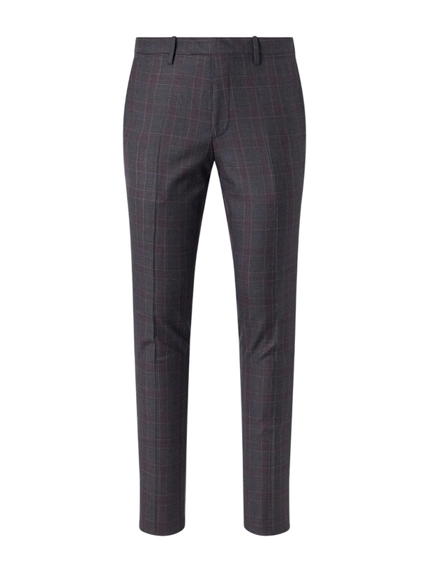 Photo: Mr P. - Straight-Leg Checked Wool-Twill Trousers - Gray