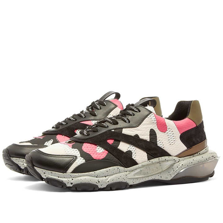 Photo: Valentino Camo Overlayed Bounce Sneaker Pink, Black & Desert Sand