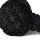 GUCCI - Leather-Trimmed Monogrammed Faux Shearling Ear Muffs - Black
