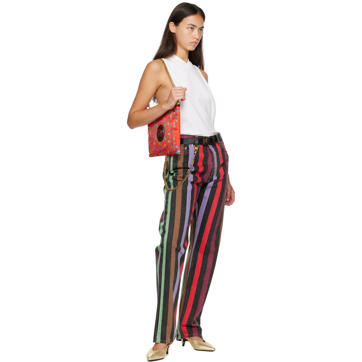 Versace Red Cabine Printed Duchesse Shoulder Bag