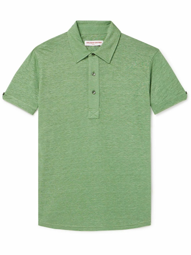 Photo: Orlebar Brown - Sebastian Linen-Jersey Polo Shirt - Green