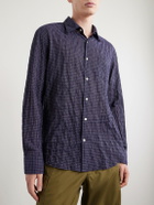 Officine Générale - Benoit Checked Cotton-Blend Voile Shirt - Blue