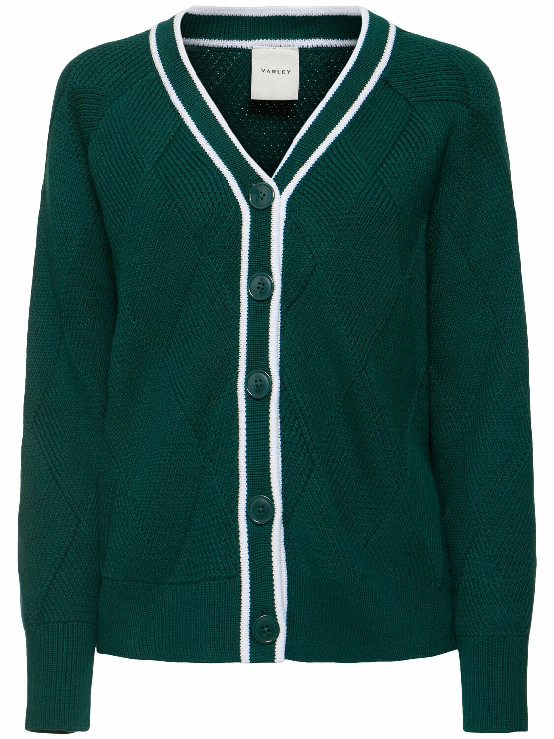 Varley Antonia Relaxed Cardigan in White/Blue Nights