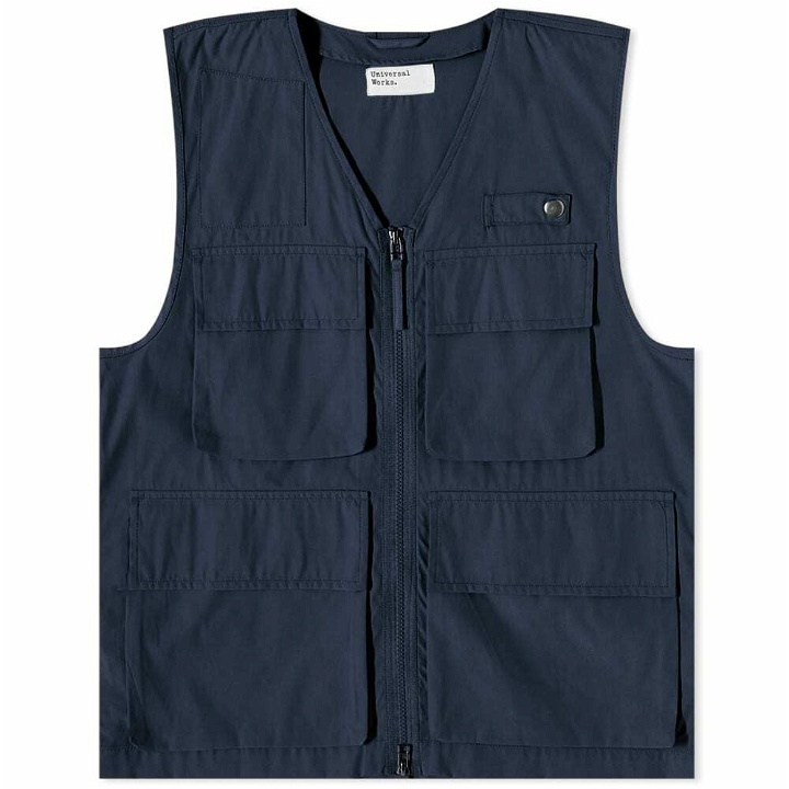 Photo: Universal Works Men's Tech Twill Photographers Gilet in Navy
