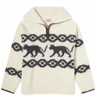 KITRI Women's Uma Quarter Zip Fleece in Ecru Animal
