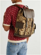 GUCCI - Leather-Trimmed Monogrammed Coated-Canvas Backpack