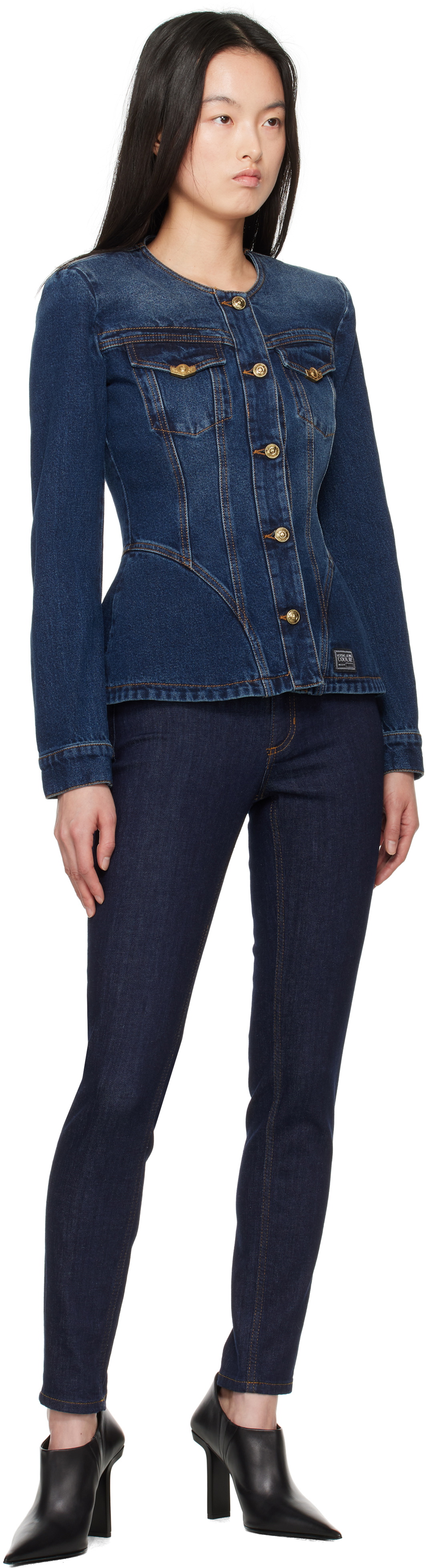 Versace Jeans Couture Indigo Fitted Denim Jacket