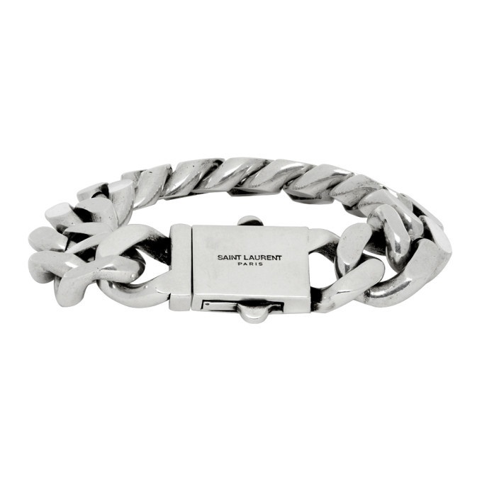 Saint Laurent Silver Curb Chain Bracelet Saint Laurent