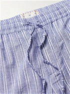 SMR Days - Malibu Wide-Leg Striped Cotton-Voile Drawstring Trousers - Blue