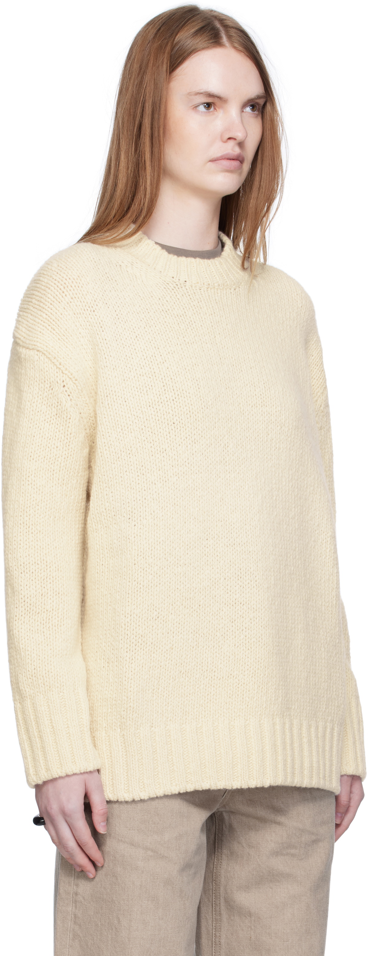 Arch The Off-White Basic Round Neck Knit Sweater