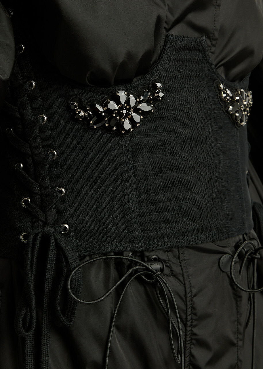 Simone Rocha Crystal-embellished Mesh Corset top Black