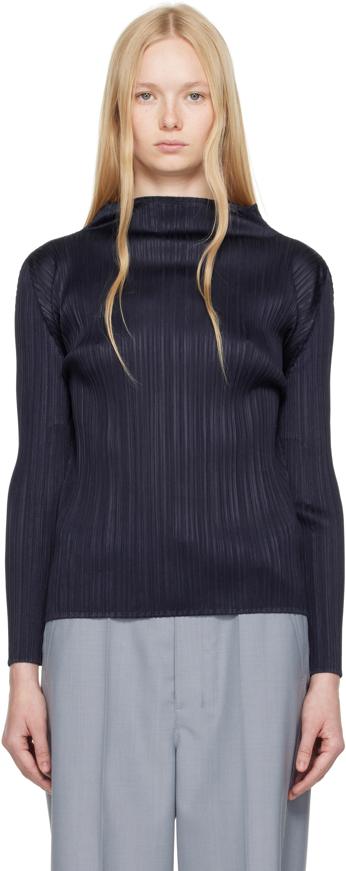 Top Sans Manches Pleats Please - Taille M - Noir - Polyester Plissé - Occasion Parfait état