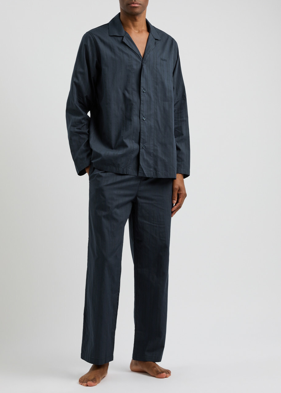 Boss Striped Cotton Pyjama set Blue