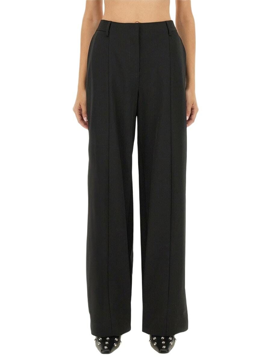 パンツ Jean Paul Gaultier Black Wool Trousers With Tulle Draping Jean Paul Gaultier Black Wool Trousers With Tulle Draping