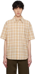 AFTER PRAY Yellow & Off-White Madras Check Half Shirt