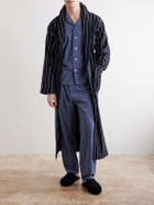 TEKLA - Camp-Collar Checked Organic Cotton Pyjama Shirt - Blue