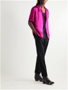 SAINT LAURENT - Convertible-Collar Silk-Satin Shirt - Pink
