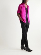 SAINT LAURENT - Convertible-Collar Silk-Satin Shirt - Pink