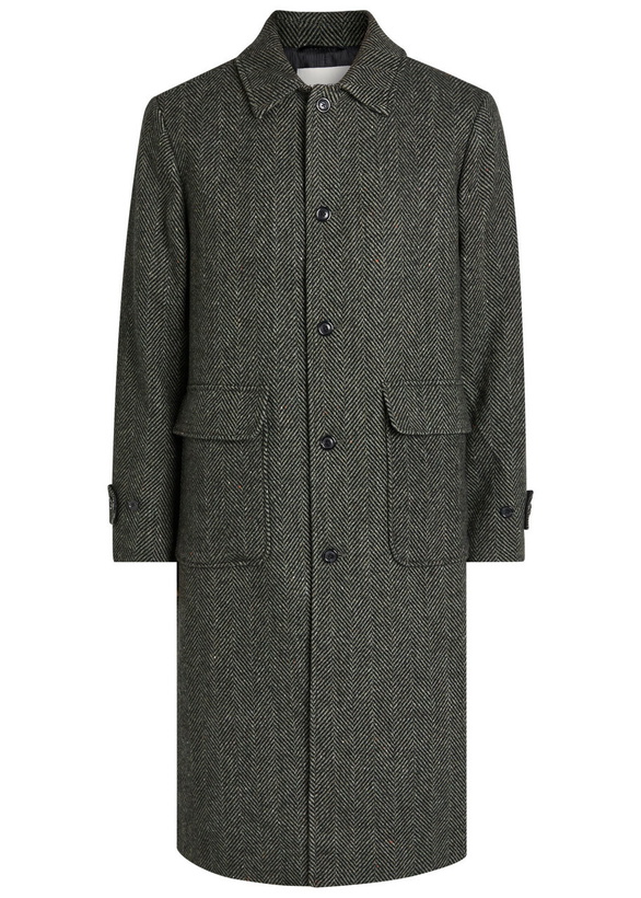 Photo: Les Deux Maximillian Herringbone Wool-blend Coat Black