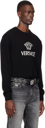 Versace Black Intarsia Cashmere Knit Sweater