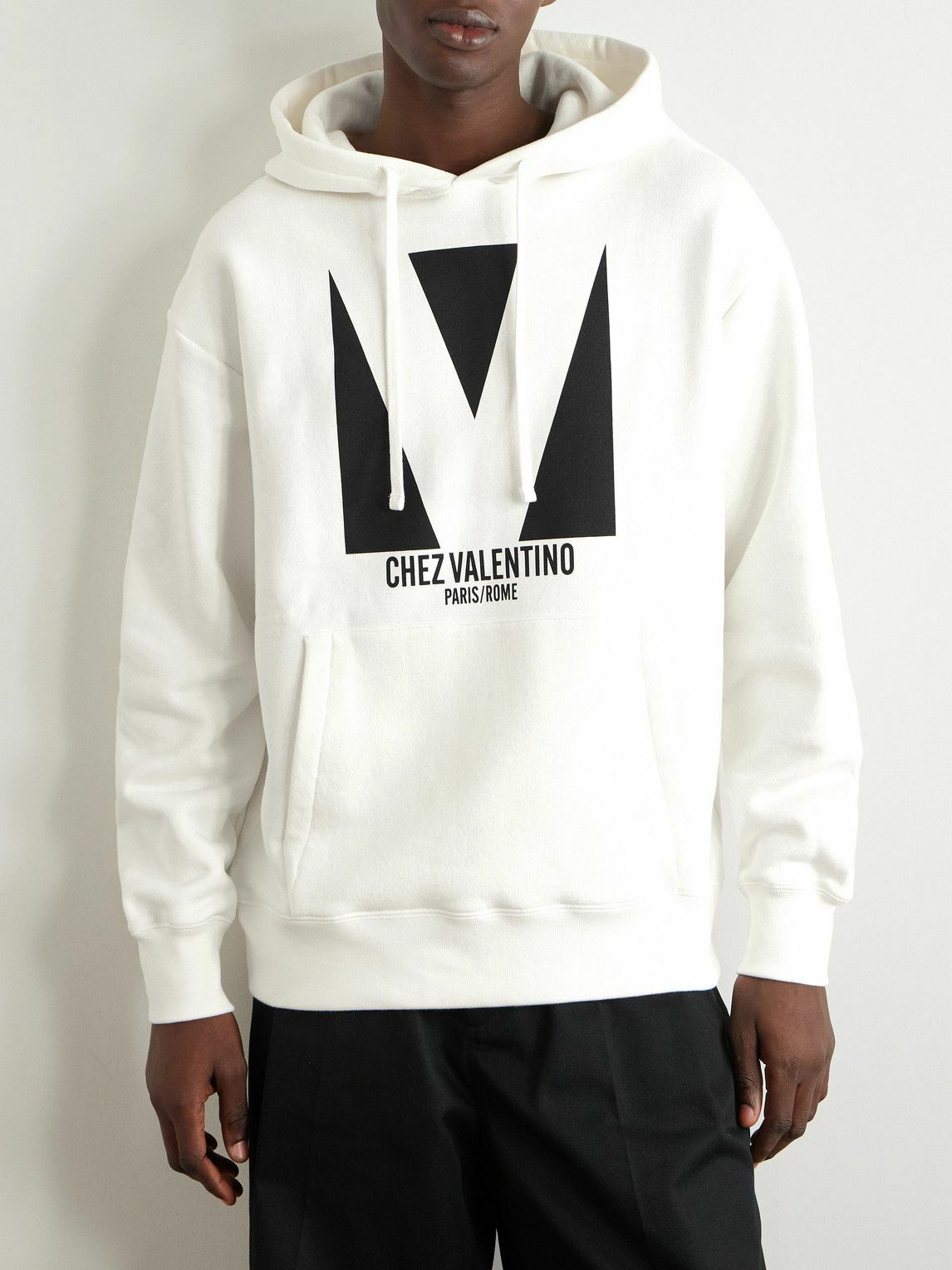 Valentino Garavani - Logo-Print Cotton-Jersey Hoodie - Neutrals