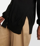 Loewe Anagram leather-trimmed wool cardigan