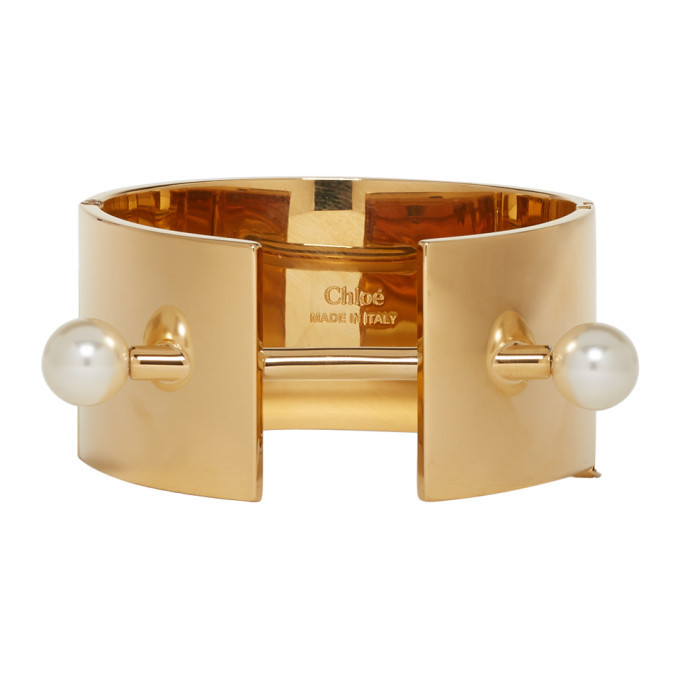 Louis Vuitton Lock Me Manchette Gold Tone Wide Cuff Bracelet For