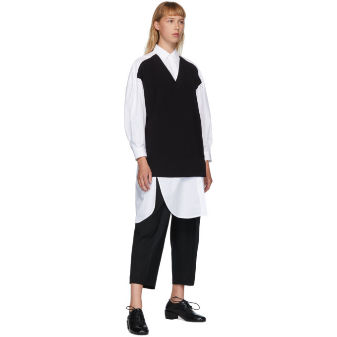 Enfold White and Black V-Neck Layered Shirt Enfold