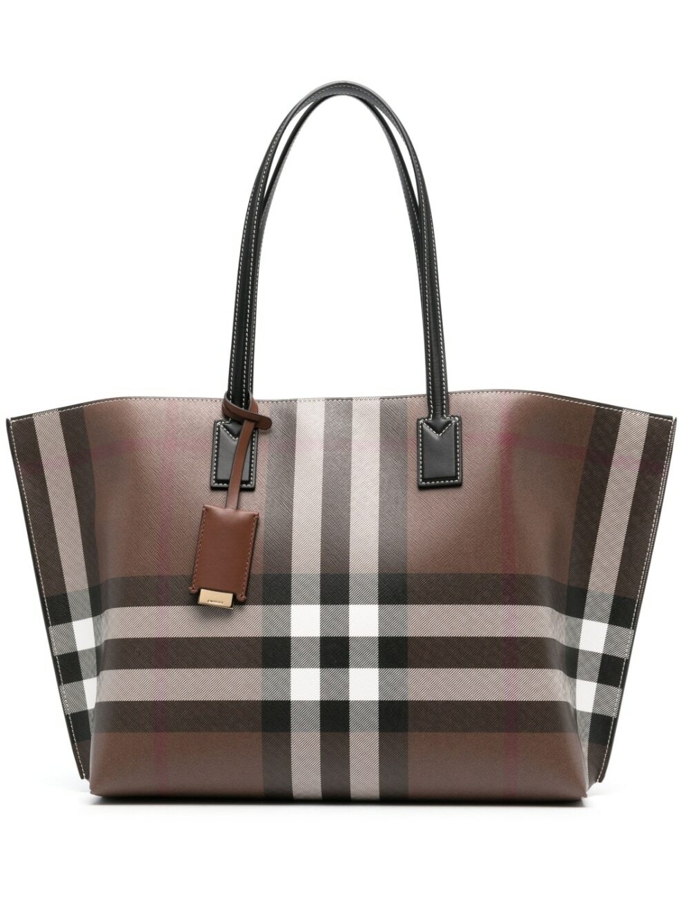 BURBERRY - Check Motif Shopping Bag Burberry