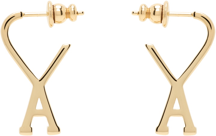 Photo: AMI Paris Gold Brass Small Ami de Coeur Hoop Earrings