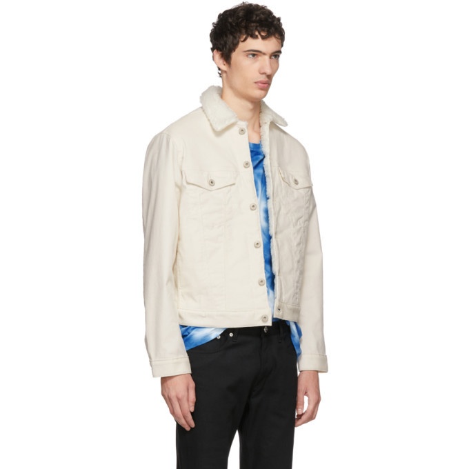 Naked and Famous Denim White Corduroy Sherpa Jacket Naked and Famous Denim