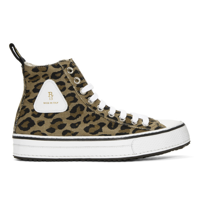 R13 Brown and Black Leopard High Top Sneakers R13