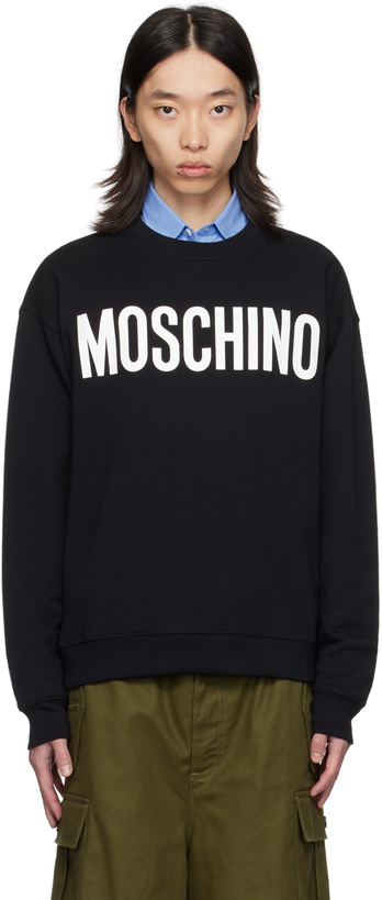 Photo: Moschino Black Printed-Logo Sweatshirt
