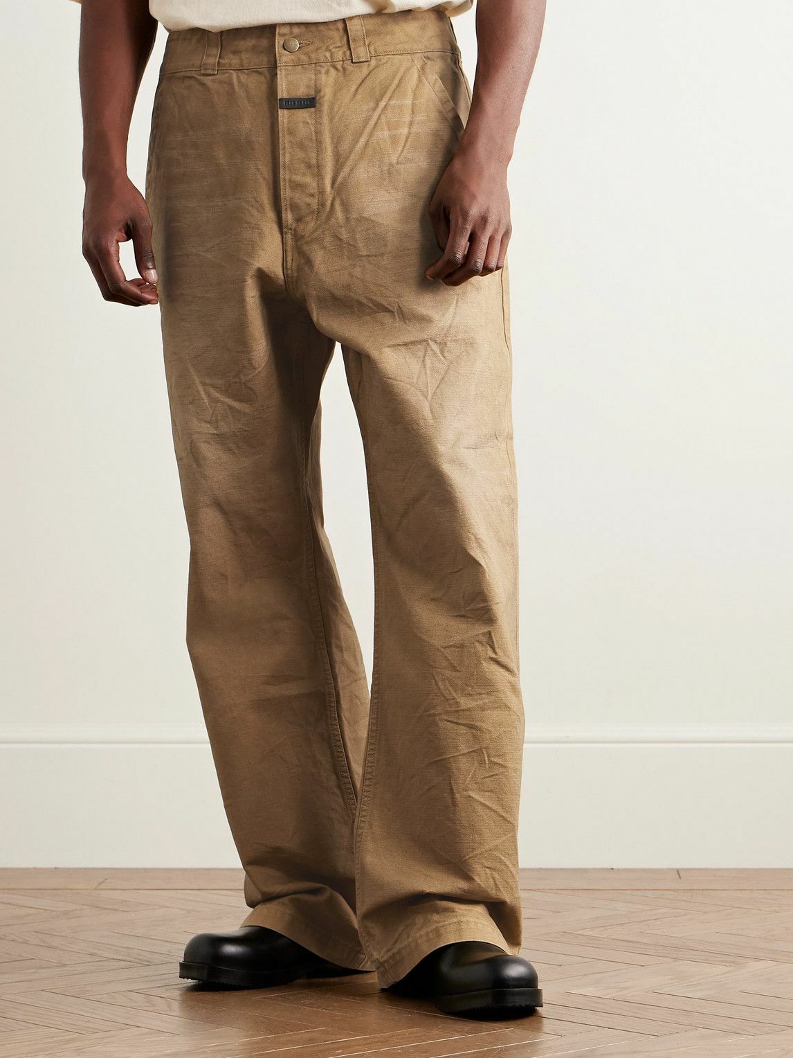 Fear of God - Utility Straight-Leg Distressed Cotton-Canvas Trousers - Brown