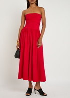 BY Malene Birger Marciella Strapless Stretch-cotton Maxi Dress Red