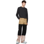 Eckhaus Latta Tan and Black Wide Leg Tri-Stacked Jeans