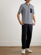 DOPPIAA - Striped Terry Polo Shirt - Blue