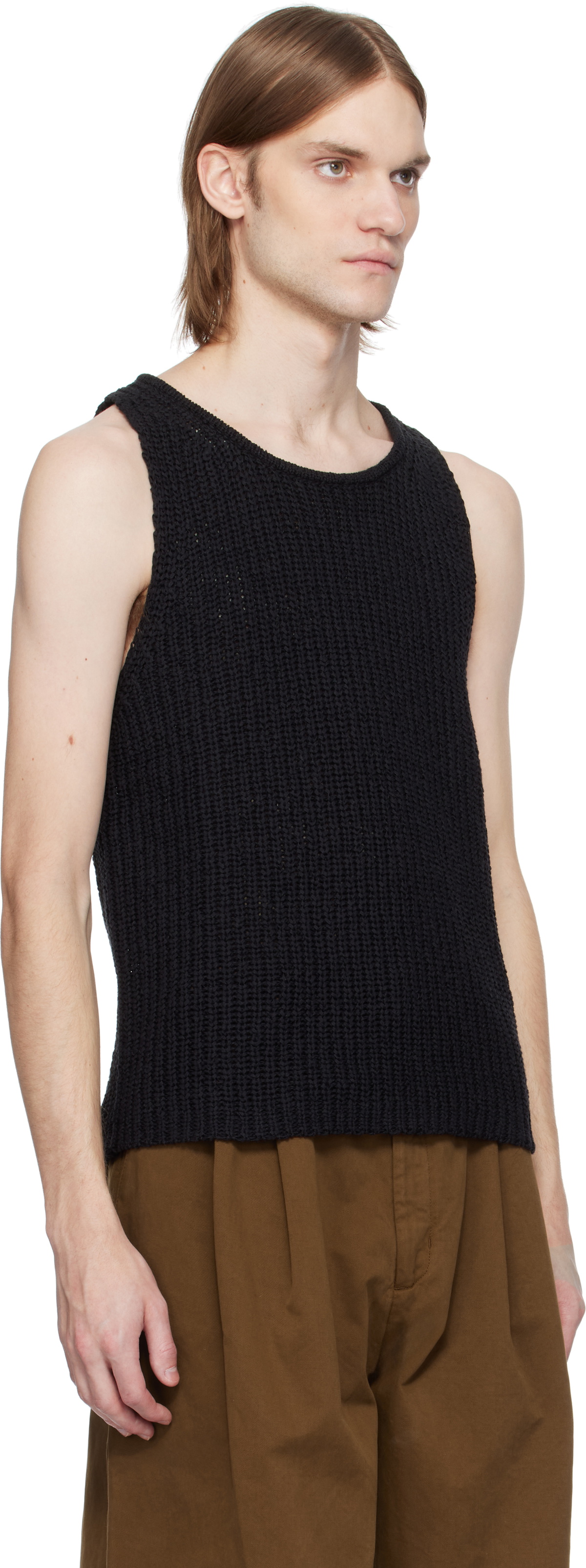 CMMN SWDN Black Eli Tape Knit Tank Top