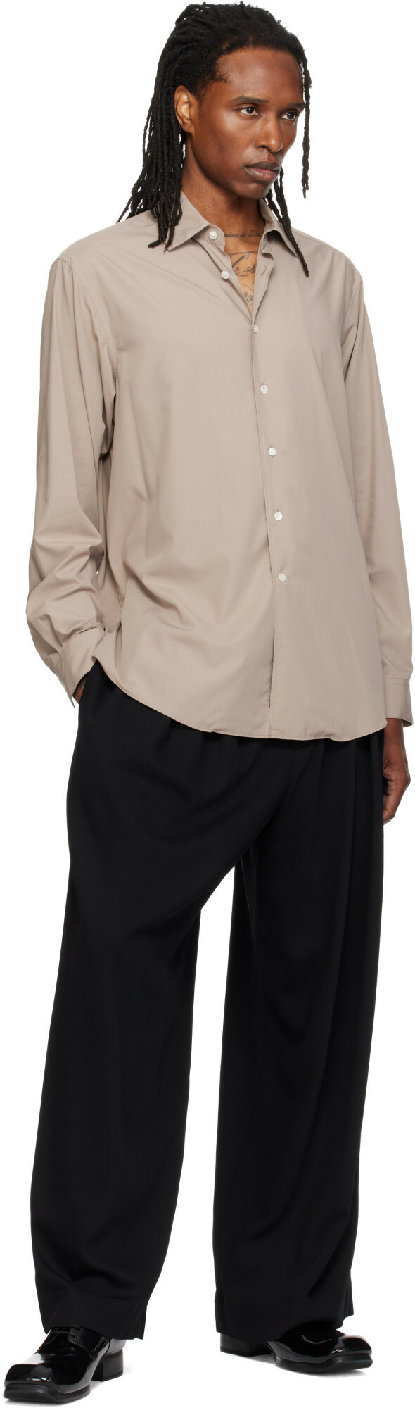 SOSHIOTSUKI Beige Rayon Oversized Shirt