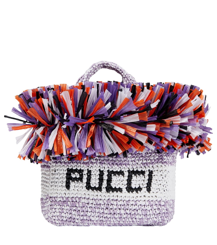 Photo: Pucci Logo Small raffia-trimmed tote
