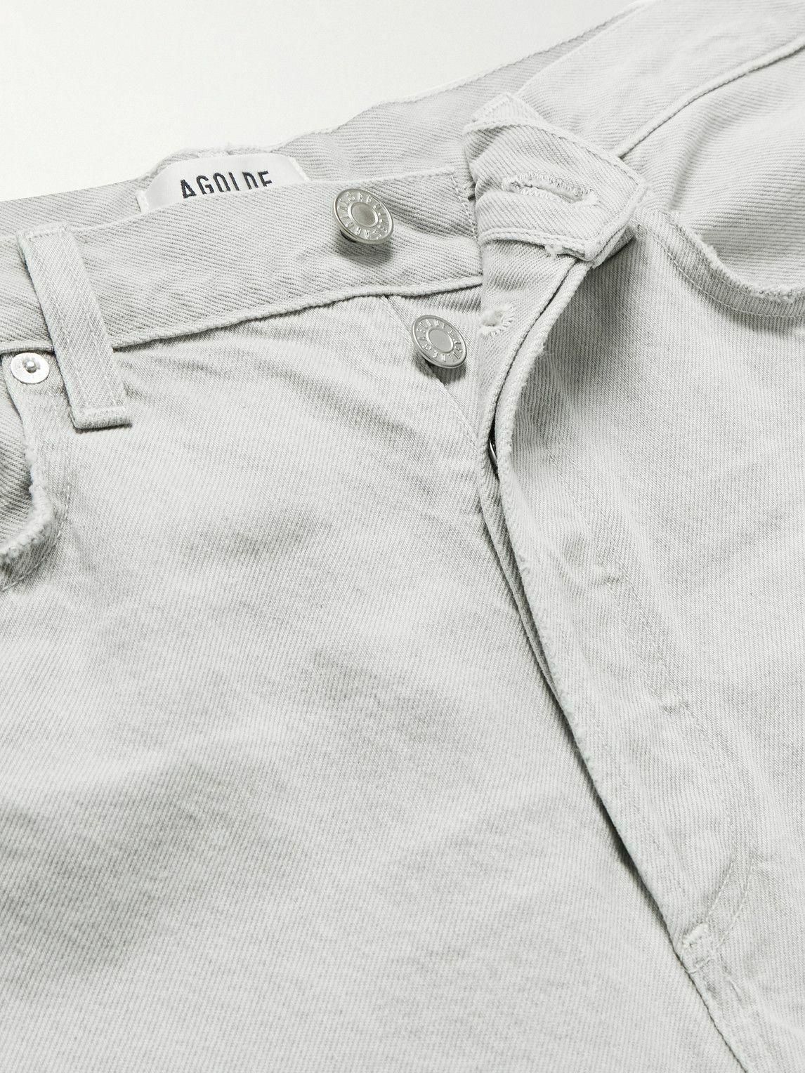 AGOLDE - Anson Straight-Leg Frayed Organic Denim Shorts - Gray