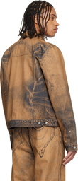 CAMPERLAB Brown Distorted Print Denim Jacket