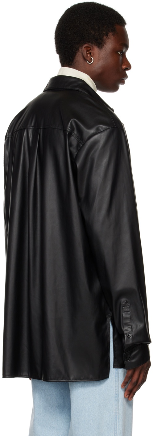 LU'U DAN Black Oversized Faux-Leather Shirt