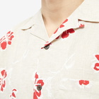 Portuguese Flannel Men's Canvas Floral Vacation Shirt in Red